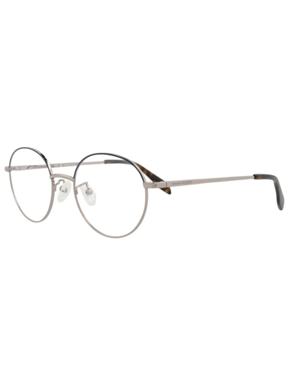 New Alexander McQueen Women's Eyeglasses Round Oval Metal Frame Unisex Ruthenium